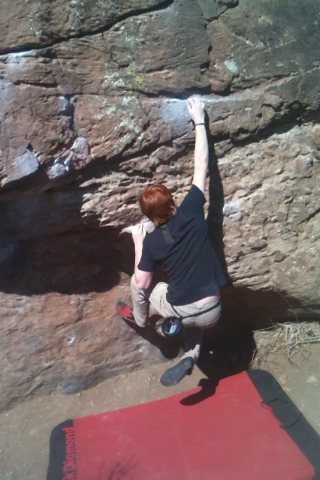 climbing the meditation boulder at horsetooth reservoir near ft. collins, CO.