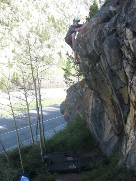 Alex Herbert sending at the Frisco Boulders.