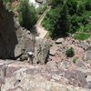 Belaying from the top of West Crack.