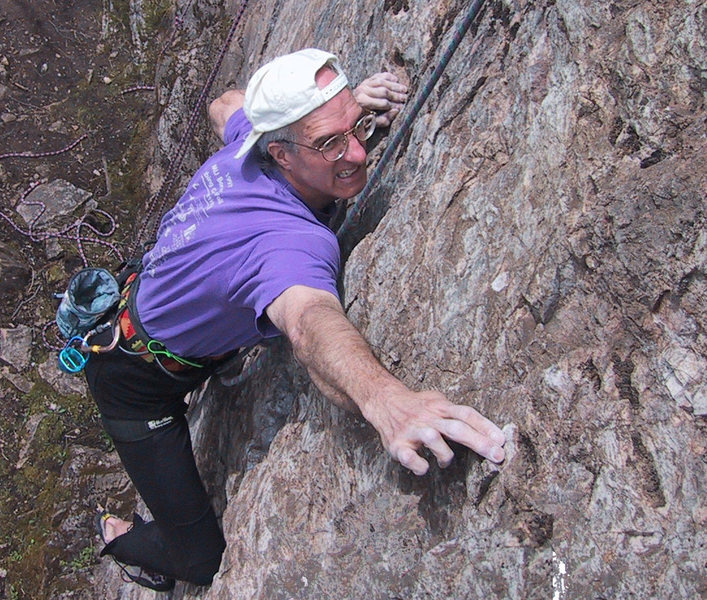 "Phil" at one of the cruxes on "Center", Phil's Hill.