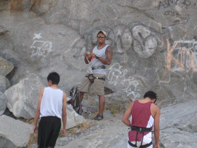 Prepping for Mantle Marathon 5.10a at Slab City.