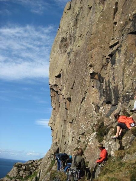 The very impressive 200 foot wall taken by Wall of Prey (E5) (phto by Phil Ashton)