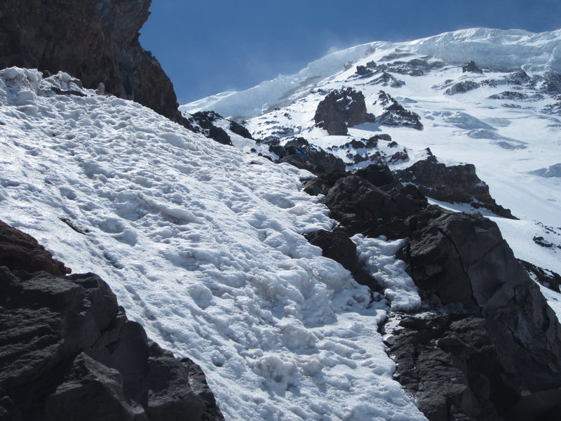 Beginning of the ridge and the upper slopes.