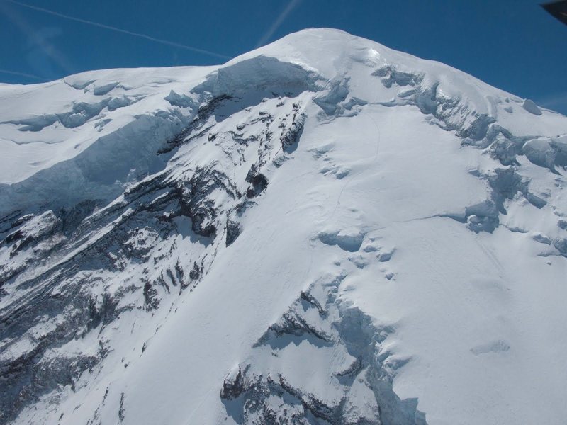 Awesome pic of climbers at the bergschrund / top of the ridge... gotta zoom  in to see them. (taken from Mount Rainer Climbing Rangers, June 2011)