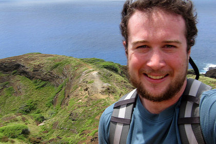 Hiking a ridge on Koko Crater in Hawaii.