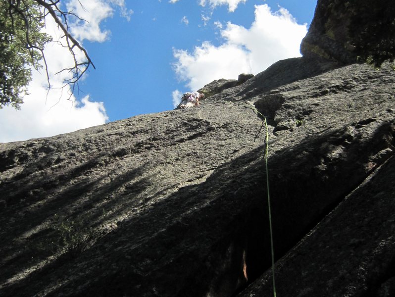 Tony heads up through the FA of 'Surprisingly Good Advice' on the North Face of the Third Advisor. Photo by Micah.