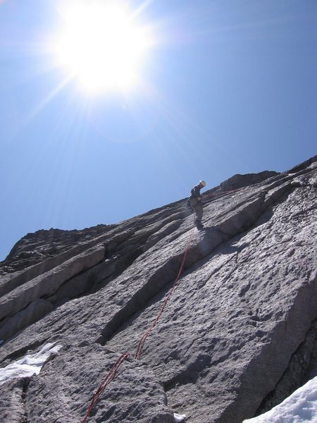 Rappelling the North face of Longs Peak. 