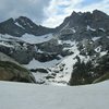 Looking down towards Black Lake.  Lots of snow for July 3rd!