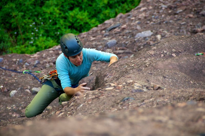 The crux of pitch 1 is this interesting little bulge. July, 2011. 