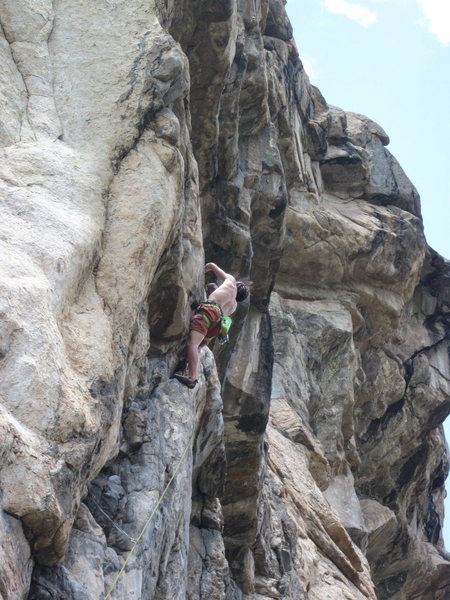 Pulling the crux bulge.