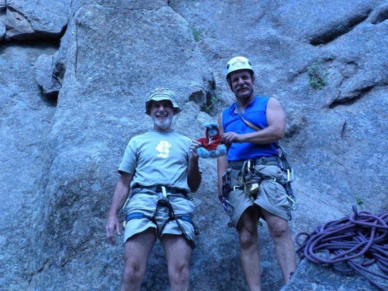 I met these two nice men at the base of Zamboni Man.  They aren't as cute as the girls I met in Shelf Road though.  http://www.mountainproject.com/v/106859503