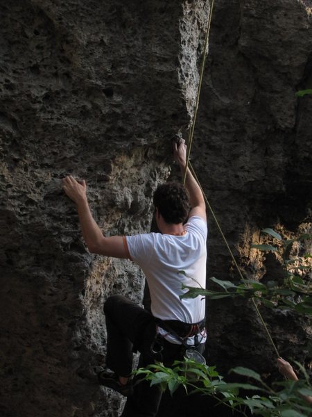 Dominik working through the alternate start which begins to the left of the route.