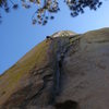 Chris Abbott doing what he loves best - slab with a bit of a runnout