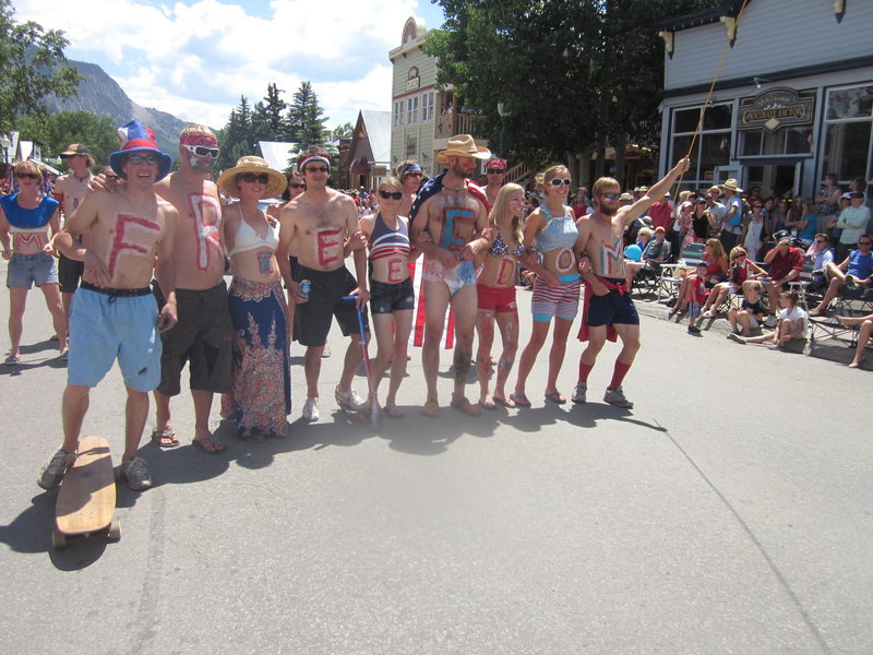 Freedom Mobile crew in the Fourth of July parade in Crested Butte.