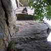 Amit halfway through the crux.