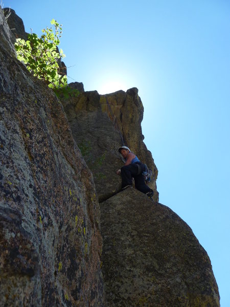 On the 5.10 arete section.