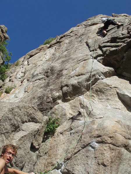 Fun upper part... steep enough to be interesting but easy enough for me (even my belayer was surprised I could do it).