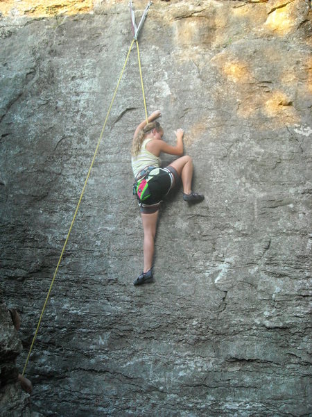 Sam entering the crux on "Tall Cool Blue One"