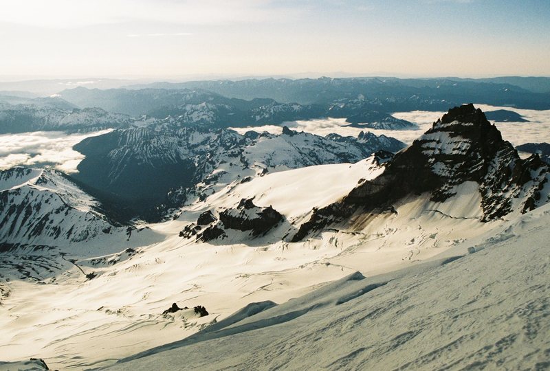 Little Tahoma Peak as seen from the Emmons Glacier Route.  June 2011