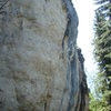 A slightly different veiw of the left hand most side of The Court House Wall. From this spot, if you head up canyon, you would find The Wall of Fabeled Creatures just to the right of Badgering the Witness.