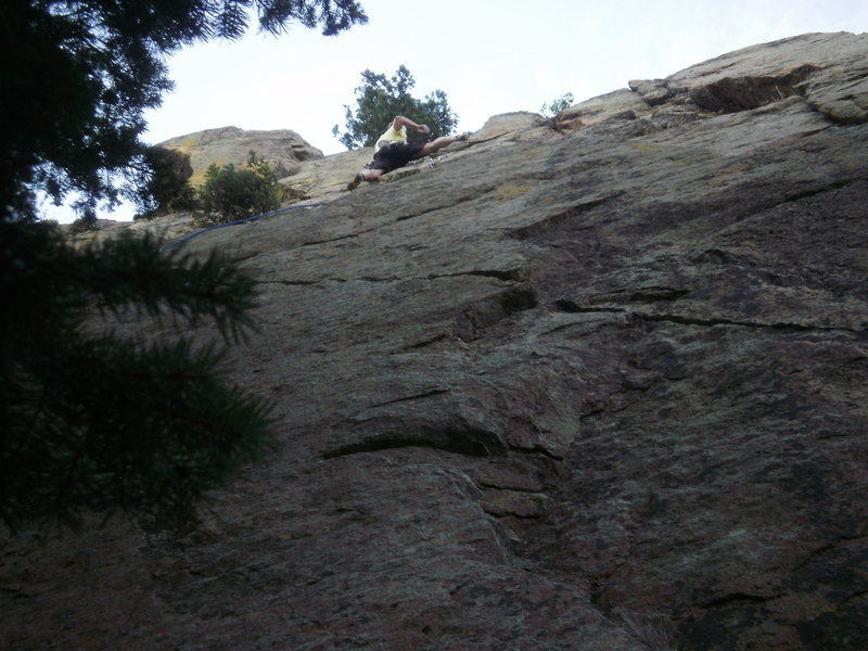 Trying to stem to solid rock near the top.