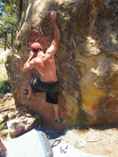 Davi Rivas on Semi-Conscious, Enlightment Ridge, Pine Mountain.