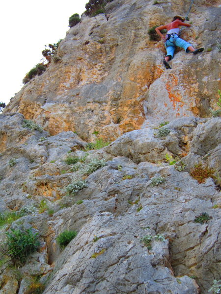 Fun climbing up the center of the wall.