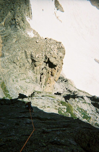 Judging by the vegetation, probably not on route....  Our final pitch on the N. Ridge of Mt. Toll.  July 2011.