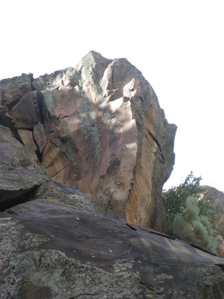 The beautiful red arete that tops Red Queen (5.11c).