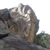 The beautiful red arete that tops Red Queen (5.11c).