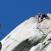 Loving the lead on Hand Jive (5.9). Little Cottonwood Canyon.