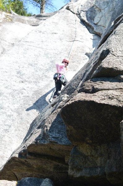 gblauer on Quarryman.  You can only see the first part, it actually heads left at the top of the corner.  Photo by Manny