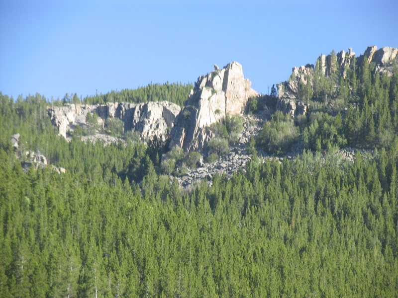 Pika Pinnacle of the Little Bear Gulch Rocks as seen from the Cold Springs Road near Sticky Creek