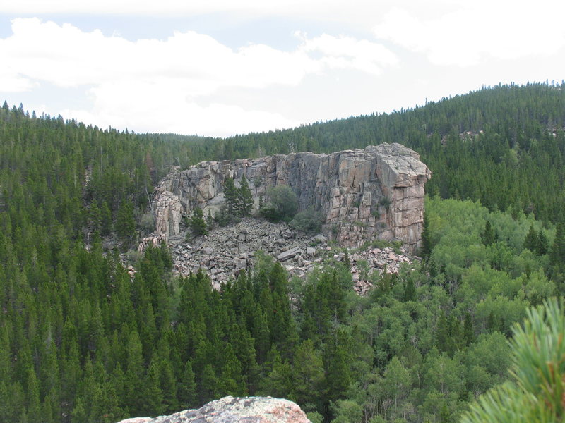 Bare Scat Rock as seen from saddle of the ridge south of Pika Pinnacle