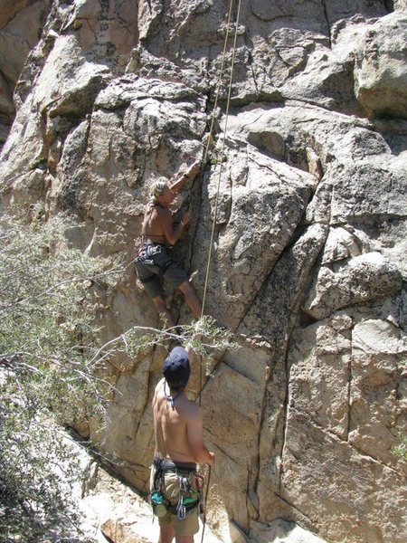 Indira following. The first bolt as you can see is pretty high up. 