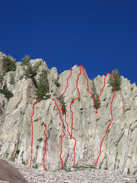 Routes Left to Right.<br>
Pesquera 5.7+<br>
Azal Tinto 5.8<br>
Vina Ardanza 5.9<br>
Romane-Conti 5.8<br>
Vino Santo 5.9<br>
Periquita 5.8<br>
Bodegas Trapiche 5.10<br>
Criolla 5.7<br>
