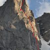 Beta route line with belay stations