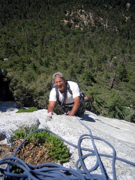 Russell usually free solo's this route. He was my helpful guide and followed. 