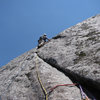 Leaving the belay on pitch three.