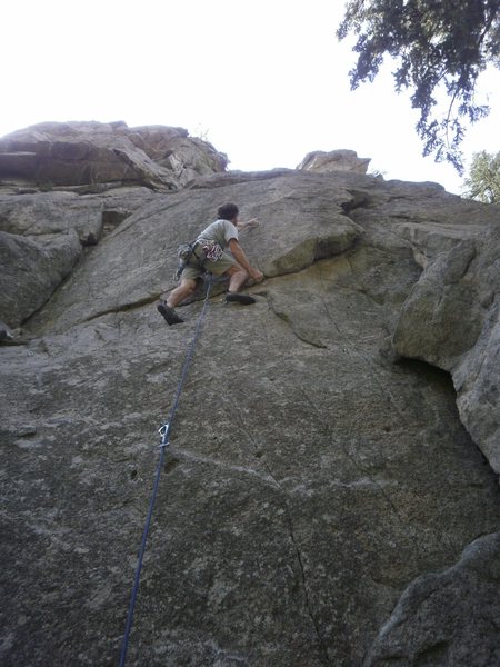 Starting the crux.  (Try not to use the flake on the right....)