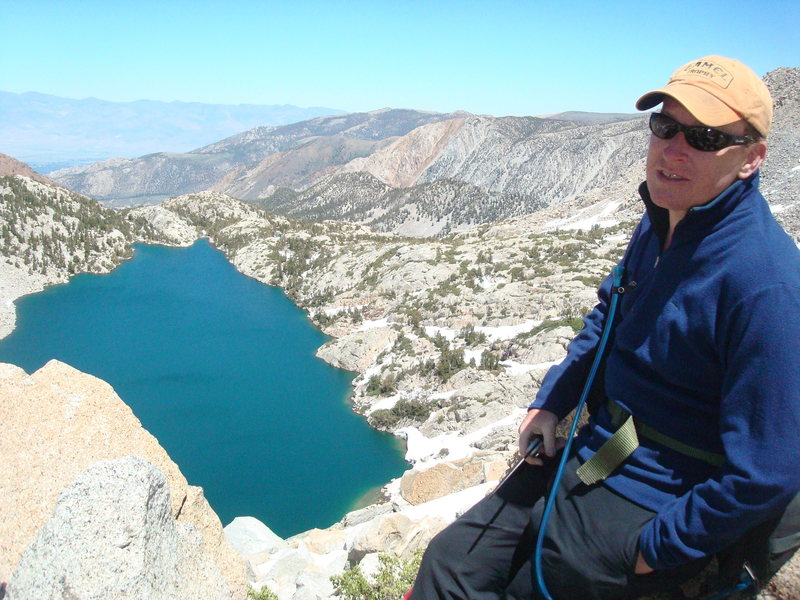 Kevin Mokracek w/ Upper Lamarck Lake in the background