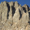 Mt. Winchell West Aretes. McKenzie's Arete is the right most ridge/arete with the two prominent towers.