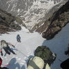 Looking down the NW couloir of Crestone Peak - spring Outward Bound training.