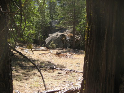 The Cedar boulder from the Trail (roughly).