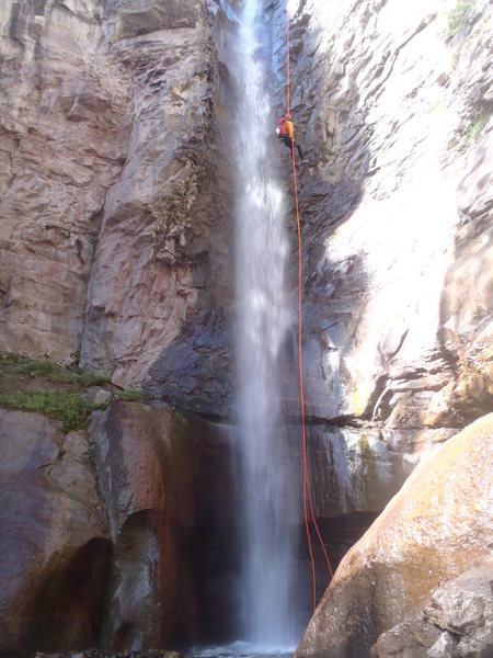 Angus on the 170 Foot Rappel Ouray Colorado