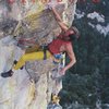 Jim Waugh on the 3rd pitch (5.11c) of Ma'adim, Mt. Lemmon<br>
<br>
Photo by Peter Noebels