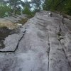 Shaun at the 3rd bolt during the first ascent.