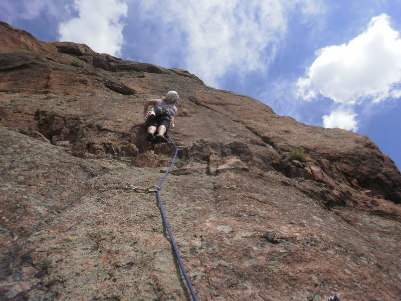 Headed for the crux of pitch 2.