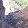 View of Black Tide (5.9) from the anchors.