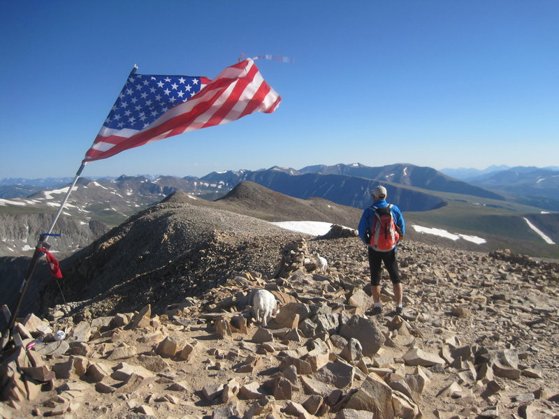 Summit of Mt Sherman 14036'Aug 7th 2011   No.... the flag was there.